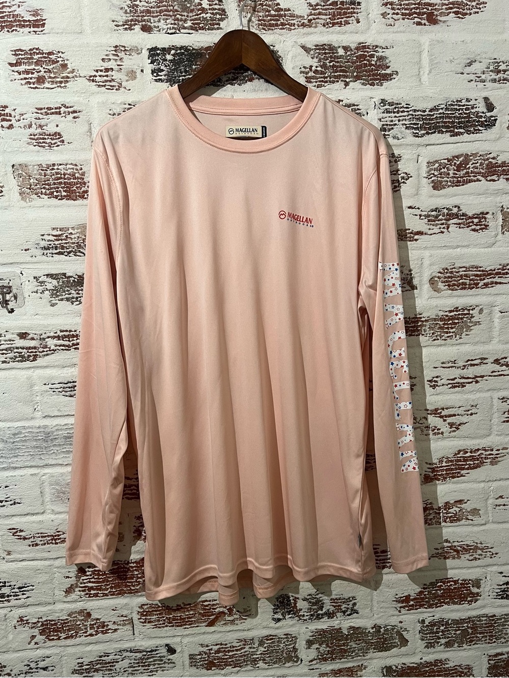 Magellan Outdoors Shirt Boyfriend Fit Long Sleeve Moisture Wicking Salmon Pink